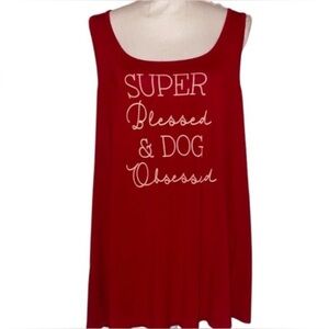 TORRID Plus Size Graphic Tank “Super Blessed & Dog Obsessed” Red White Size 2X